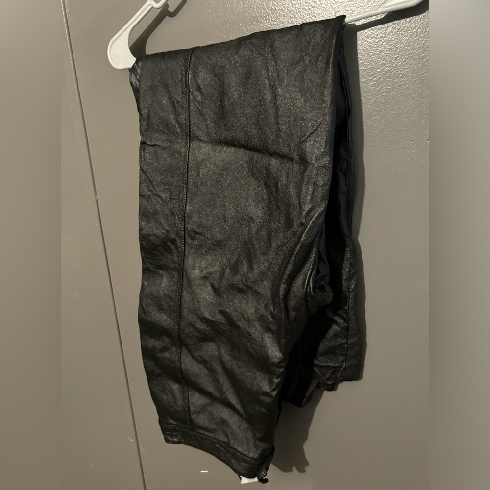 Vintage black leather pants slacks 12  Long Chadwicks